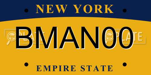BMAN00 New York License Plate