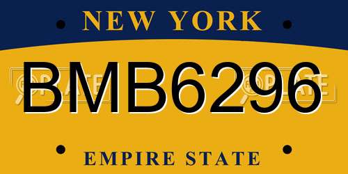 BMB6296 New York License Plate