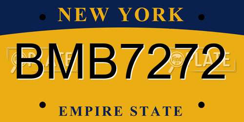 BMB7272 New York License Plate