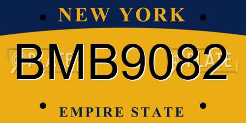 BMB9082 New York License Plate