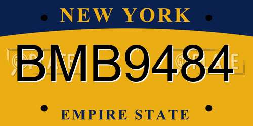 BMB9484 New York License Plate