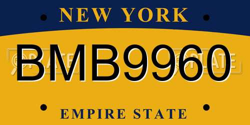 BMB9960 New York License Plate