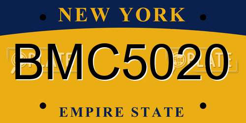 BMC5020 New York License Plate