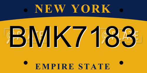 BMK7183 New York License Plate
