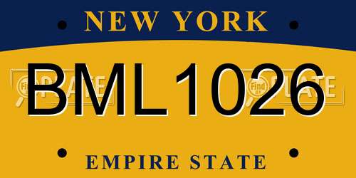 BML1026 New York License Plate