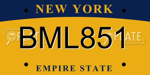 BML851 New York License Plate