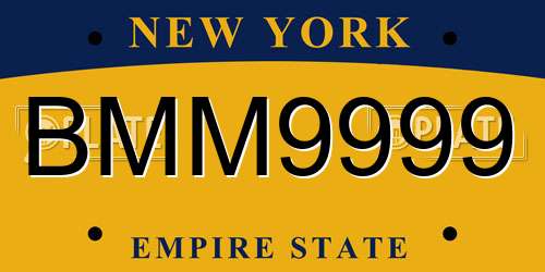 BMM9999 New York License Plate