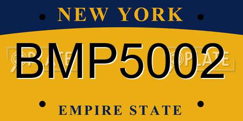 BMP5002 New York License Plate