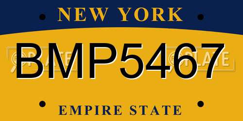 BMP5467 New York License Plate