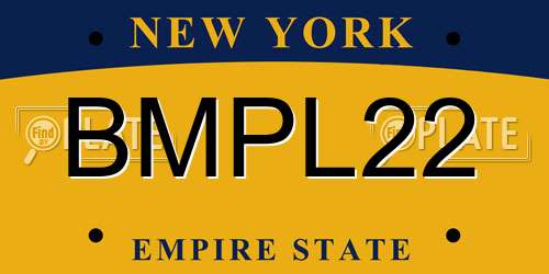 BMPL22 New York License Plate