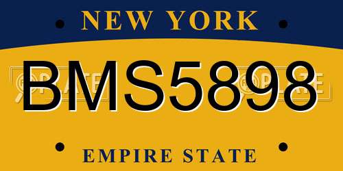 BMS5898 New York License Plate