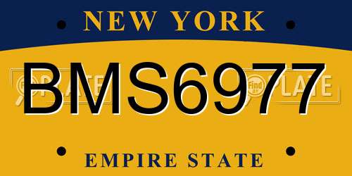 BMS6977 New York License Plate