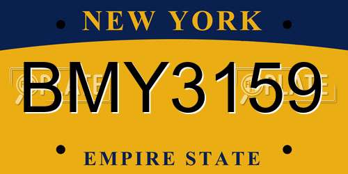 BMY3159 New York License Plate