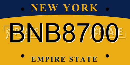BNB8700 New York License Plate