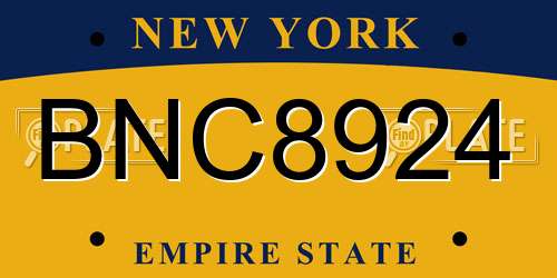 BNC8924 New York License Plate
