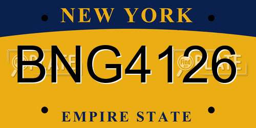BNG4126 New York License Plate