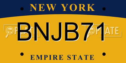 BNJB71 New York License Plate
