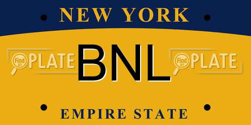 BNL New York License Plate