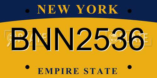 BNN2536 New York License Plate