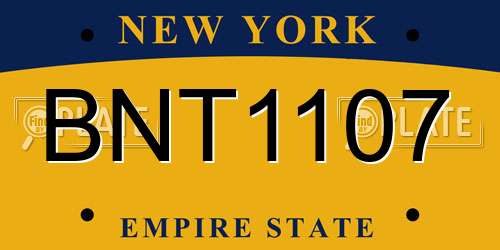 BNT1107 New York License Plate