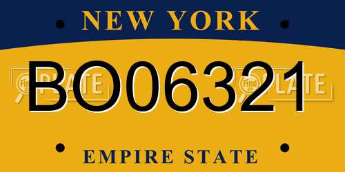 BO06321 New York License Plate