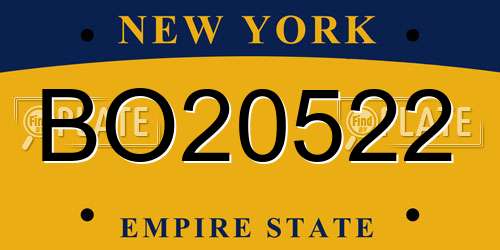 BO20522 New York License Plate