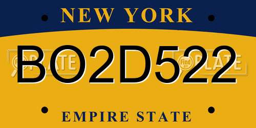 BO2D522 New York License Plate