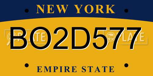 BO2D577 New York License Plate