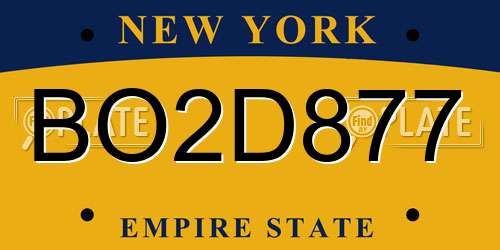 BO2D877 New York License Plate