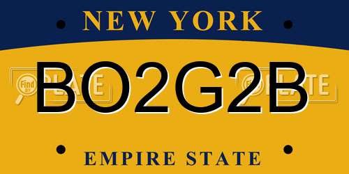 BO2G2B New York License Plate