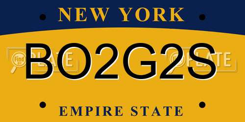 BO2G2S New York License Plate