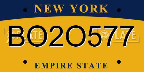 BO2O577 New York License Plate