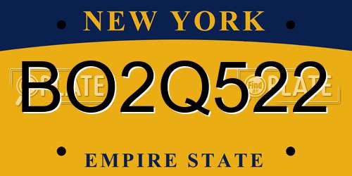 BO2Q522 New York License Plate