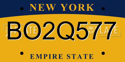 BO2Q577 New York License Plate