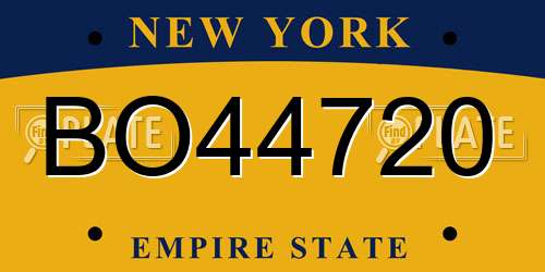 BO44720 New York License Plate
