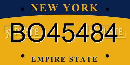 BO45484 New York License Plate