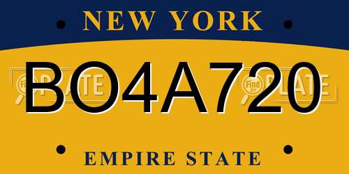 BO4A720 New York License Plate