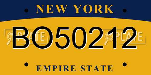 BO50212 New York License Plate