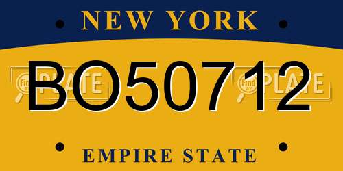 BO50712 New York License Plate