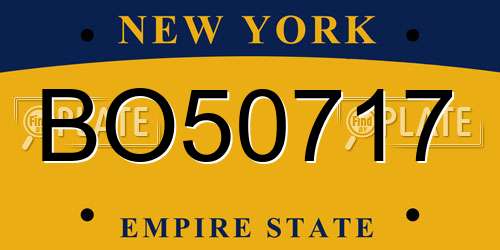BO50717 New York License Plate