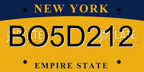 BO5D212 New York License Plate