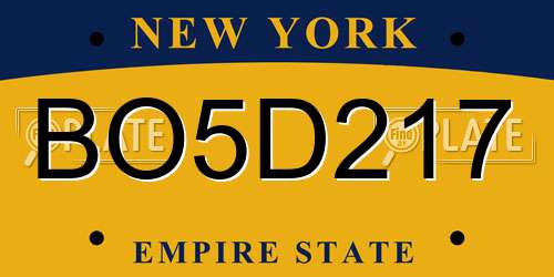 BO5D217 New York License Plate