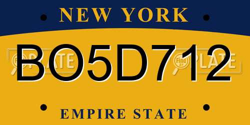 BO5D712 New York License Plate