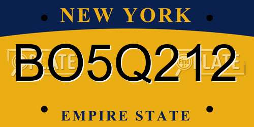 BO5Q212 New York License Plate