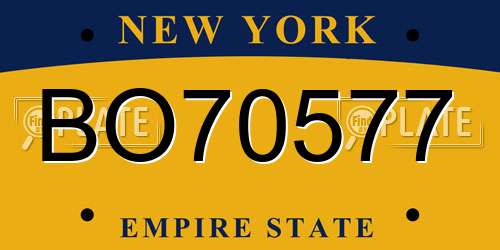 BO70577 New York License Plate