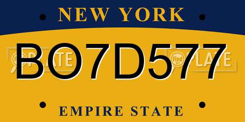 BO7D577 New York License Plate