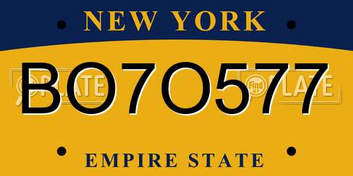 BO7O577 New York License Plate