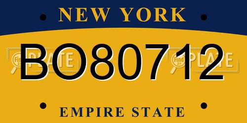 BO80712 New York License Plate