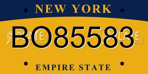 BO85583 New York License Plate