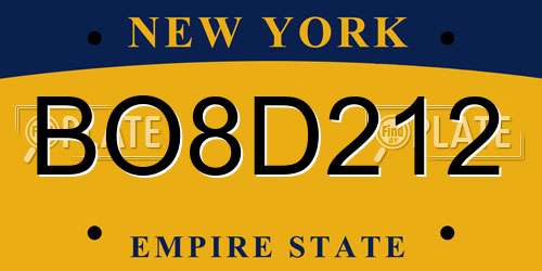 BO8D212 New York License Plate